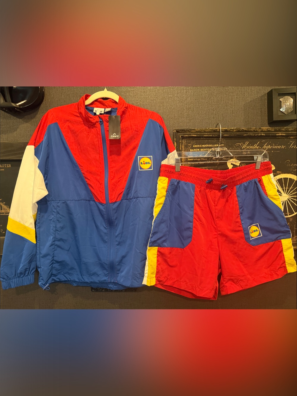 Lidl Colorblock Track Jacket & Bathing-suit Shorts Set - Red/Blue/Yellow